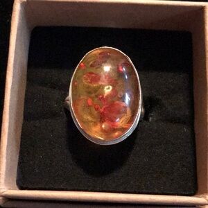Fire Opal Genuine Gemstone, 925 silver
